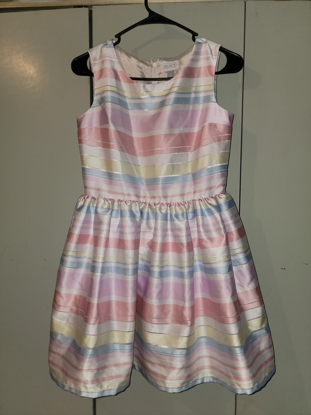 The Children's Place Pastel Striped Satin Fit-and-Flare Dress - Pink
